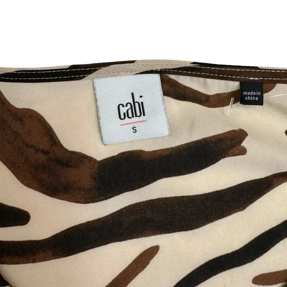CAbi Brown Zebra Print Ruffle Sleeve Top 3771 Size S - Picture 11 of 12